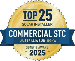 SunWiz Top 25 Commercial STC Solar Installer, Australia Sub-100kW, 2025